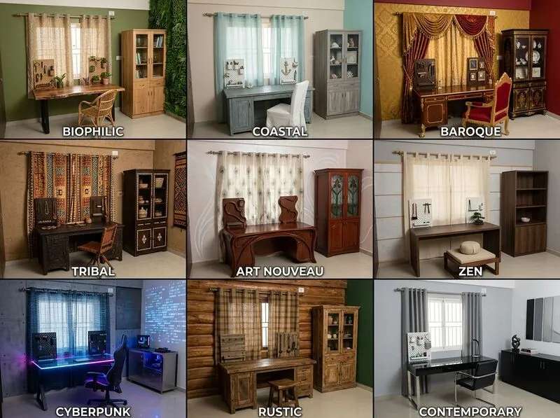 Explore multiple styles Study room