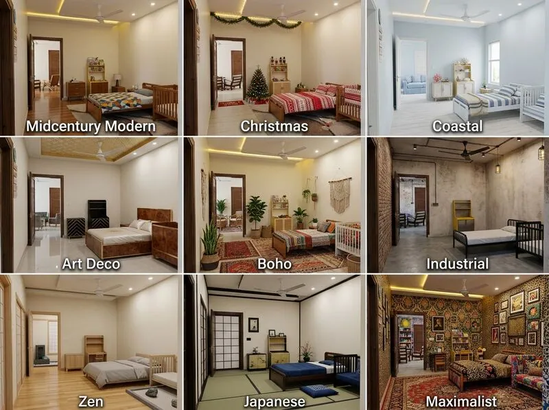 Explore multiple styles Hotel room