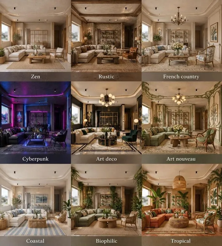 Explore multiple styles Living room