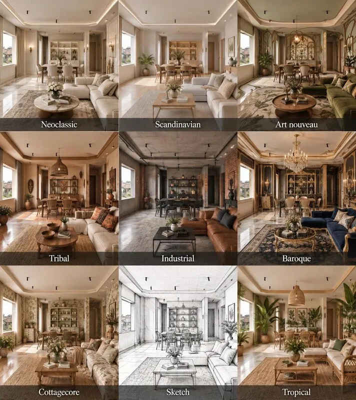 Explore multiple styles Living room