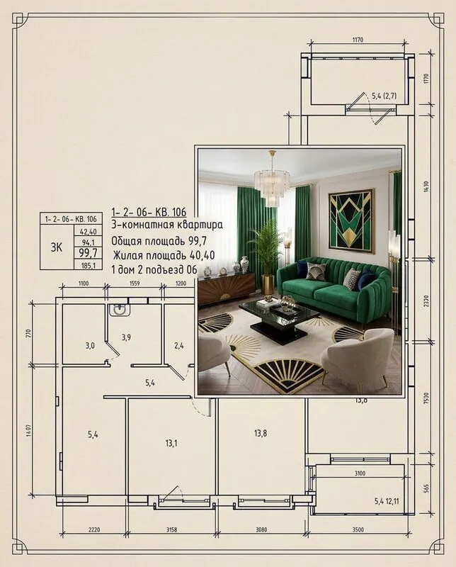 Art deco Living room