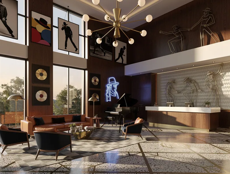 Midcentury modern Hotel lobby