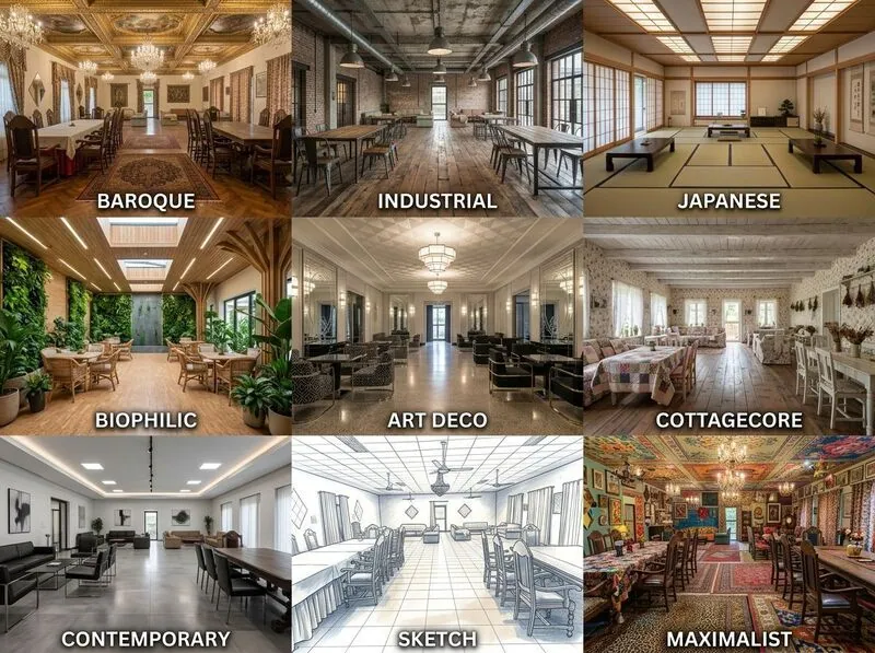 Explore multiple styles Hotel lobby