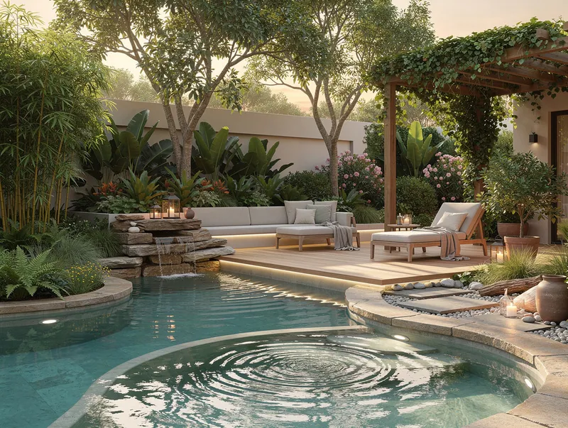 Biophilic Outdoor pool area