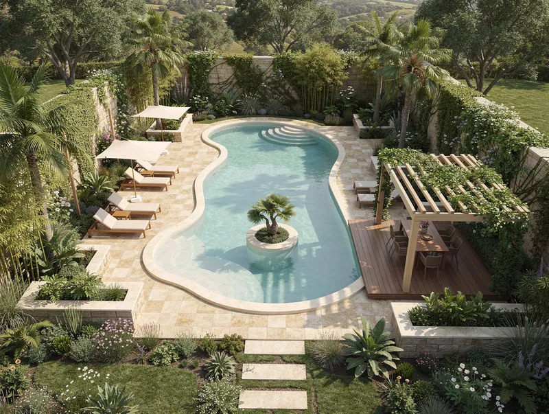 Biophilic Outdoor pool area